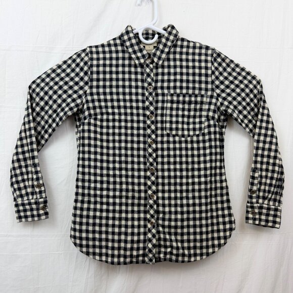 Lucky Brand Long Sleeve Flannel Button Down Shirt Women S Black White Checkered - Picture 1 of 7
